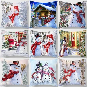 Kuddfodral med Snögubbar 45×45