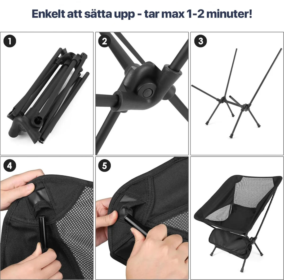 ErgoChair - Hopfällbar Stol för Strand, Camping & Fritid - Bild 5