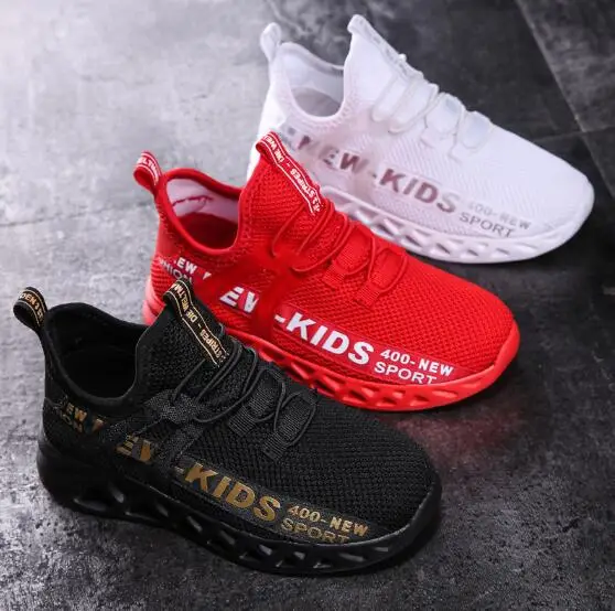 Snygga Sneakers För Barn | Röd, Svart, Vit | Storlek 26-38